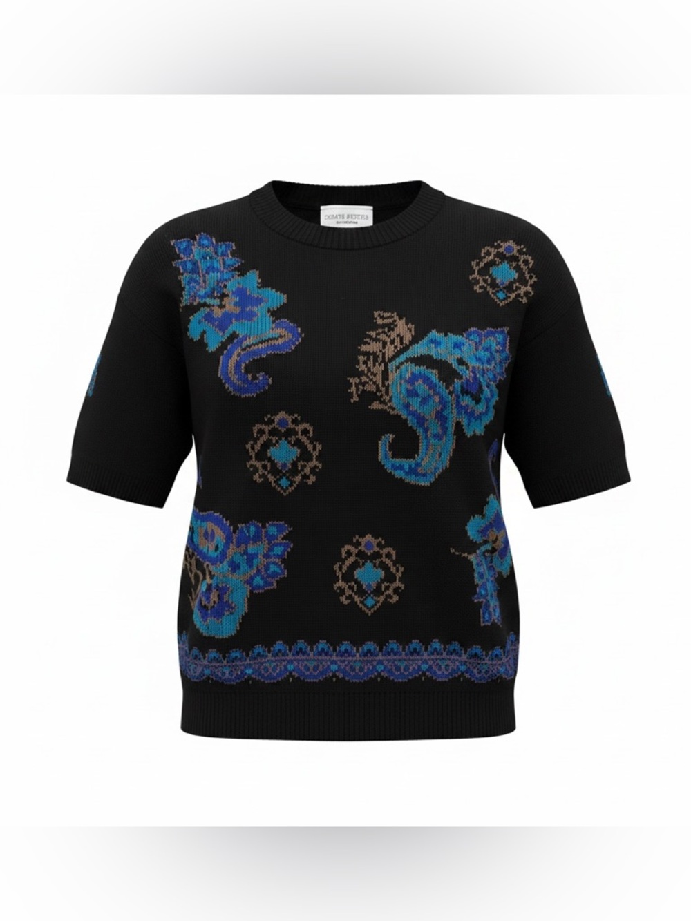 Vtg 80s 90s Simply Petites Cricket Lane Black Paisley Sweater Lg Made In USA